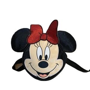 Disney Minnie Mouse Mini Backpack Book Bag Purse Kids Red Black Glitter